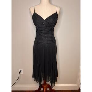 2000s Y2K Ruby Rox Black Sparkle Babydoll Whimsigoth Witch Hoco Prom Dress M